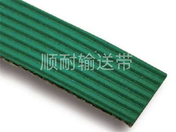 绿色细直条纹输送带｜顺耐输送带木材行业定制款