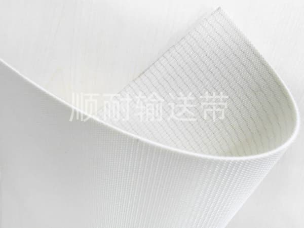 白色细布纹食品级输送带|顺耐输送带食品行业定制款