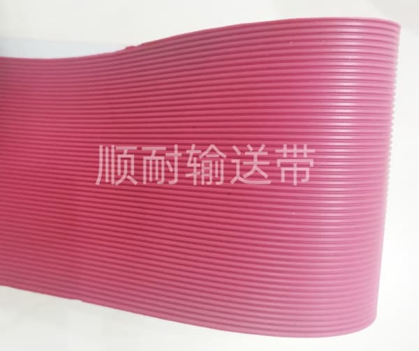红色细条纹磁力输送带|顺耐输送带石材行业定制款