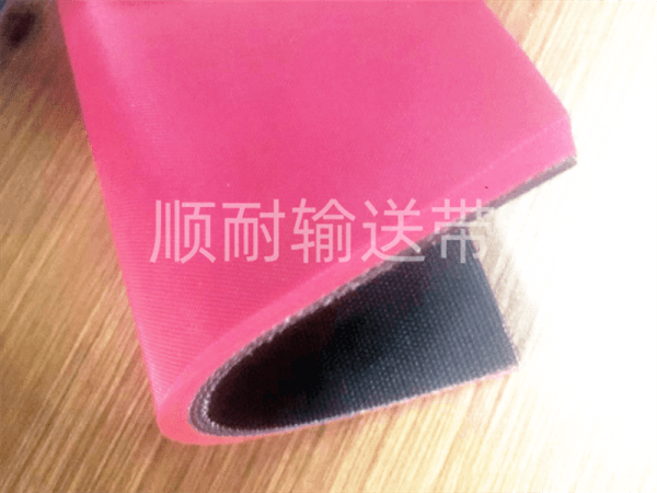 红色平面磁力输送带|顺耐输送带石材行业定制款