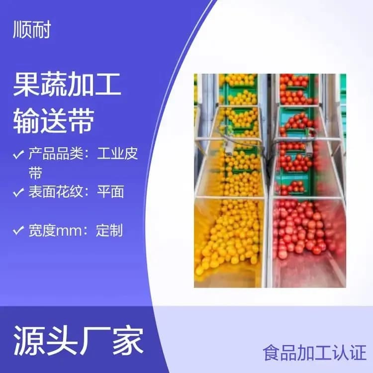 果蔬加工输送带工厂实拍 · 食品级面层，果蔬清洗分选不伤果 · 顺耐输送带定制 400-800-2979