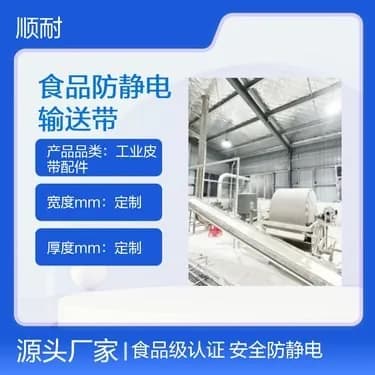食品级防静电输送带工厂实拍 · 食品级+防静电双达标，粉尘环境安心用 · 顺耐输送带定制 400-800-2979